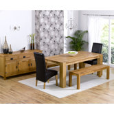 Madrid Chunky Solid Oak Dining Table with Roma Chairs and Barcelona Dining Bench