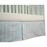 Blue with Cream Stripes Box Pleat Crib Skirt