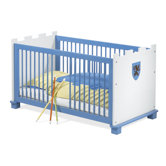 Kinderbett "Ritter Artus" in Wei&szlig; / Blau lasiert