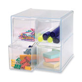 Storage Organizer, 4 Compartment, 6"x7-1/4"x6", Clear