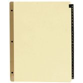 Tab Indexes, A-Z, 11"x8-1/2", Black Leather Tabs, Buff