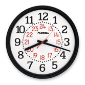 Military Wall Clock, 14-3/4", 12/24 Hour, WE Dial/BK Frame
