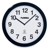 Wall Clock, 12", Arabic Numerals, White Dial/Black Frame