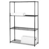4-Tier Industrial Wire Shelving Starter Unit, 36" x 18" x 72", Black