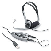 Compucessory Multimedia USB Stereo Headset, Black and silver