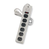 6-Outlet Metal Power Strip, Light gray
