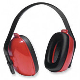Ear Muffs, 3-Positions, Adjustable Crown, Red/Black