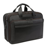 Aviator Leather Expandable Zipper Brief in Dark Roast