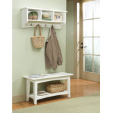 Shaker Cottage Bench Table and Coat Hooks