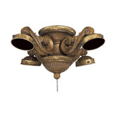 French Curl Four Light Branched Ceiling Fan Light Kit