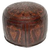 Colonial Large Leather Ottoman