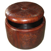 Colonial Bouquet Leather Storage Ottoman