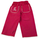 Bon Bon Corduroy Pant with Rick Rack Pocket in Hot Pink with Light Pink Trim