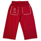 Bon Bon Corduroy Pant with Rick Rack Pocket in Red with White Trim
