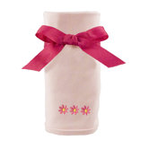 Cotton Knit Blanket with Daisy Motif in Pink