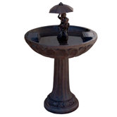 Umbrella Series Boy and Girl Piggyback Solar Fountain