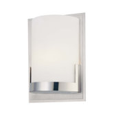 Wall Sconce with White Glass Shade in Chrome