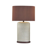 Lamps Table Lamp with Brown Faux Suede Shade in Silver Porcelain