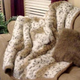 Lynx Jacquard Faux Fur Throw Blanket and Pillow Set