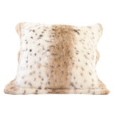 Lynx Jacquard Faux Fur Pillow Cover with Caramel Faux Suede Back