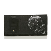 Quilted Sequin Skull Wallet