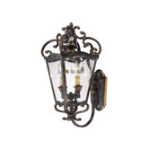 Terraza Villa Aged Patina One Light Outdoor Wall Lantern in Gold Leaf Accents