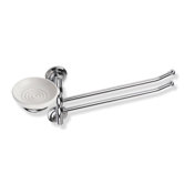 Idra Classic Style Wall Mounted Double Towel Bar with Soap Dish in Chrome