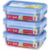 Emsa 3D Food Storage 3 Piece 18.5 fl oz Clip and Close Container Set