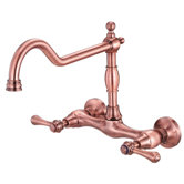 Opulence Double Handle Wall Mount Bridge Kitchen Faucet with Lever Handles