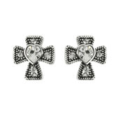 Cross with Heart Earrings