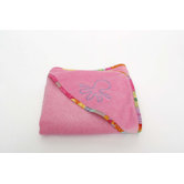Plush Hooded Towel in Pink Lemonade Terry with Mille Fleur Trim