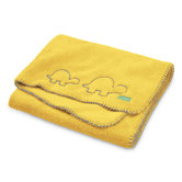 Cuddle-up Baby Blanket in Lemon Drop with Periwinkle Gray Trim