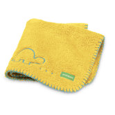 Mini Cuddle Baby Blanket in Lemon Drop with Turquoise Trim