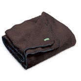 Jumbo Cuddle Blanket in Chocolate Brown with Blue Trim