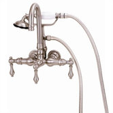 Wall Mount Gooseneck Tub Faucet with Hand Shower and Metal Lever Handles