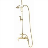 Wall Mount High Tub Faucet with Hand Shower and Metal Lever Handles for Shower System