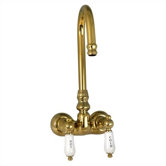 Double Handle Wall Mount Gooseneck Tub Only Faucet Trim Porcelain Cross Handle