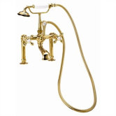Deck Mount Tub Faucet with Hand Shower and Metal Cross Handles for 6" Risers