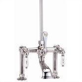 Deck Mount Tub Faucet with "Hot" & "Cold" Porcelain Lever Handles for Shower System