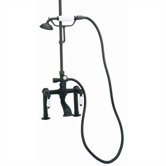 Deck Mount Tub Faucet with Hand Shower and Porcelain Lever Handles for Shower System