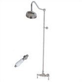 Single Handle Wall Mount Clawfoot Shower Faucet Trim with Plain Porcelain Handle Set