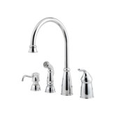 Avalon One Handle Widespread Kitchen Faucet with Soap or Lotion Dispenser and Side Spray