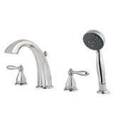 Portola Double Handle Hand shower 4 Hole Roman Tub Faucet with Trim