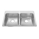 Stainless Steel Drop-In 33.38-Inch x 22-Inch Double Bowl kitchen sink in Brushed Stainless Steel