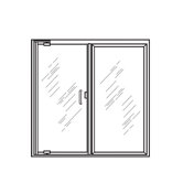 Euro Frameless Continuous Hinge Door and Pivoting Panel with Clear Glass