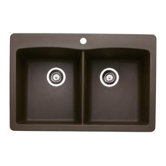 Diamond Double Bowl Drop-in Sink in Caf&eacute; Brown