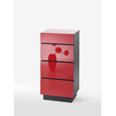 Kommode "Color" in Schwarz / Rot mit 1 kleinen Schubkasten und 3 gro&szlig;en Schubk&auml;sten