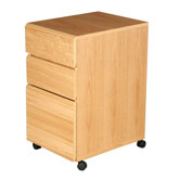 Modular Real Oak Wood Veneer Three-Drawer Mobile File Cabinet