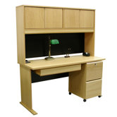 Modular Real Oak Wood Veneer 60" W Panel Office Computer Desk Suite I