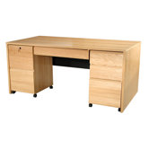 Modular Real Oak Wood Veneer 67" W Panel Executive Desk Suite I